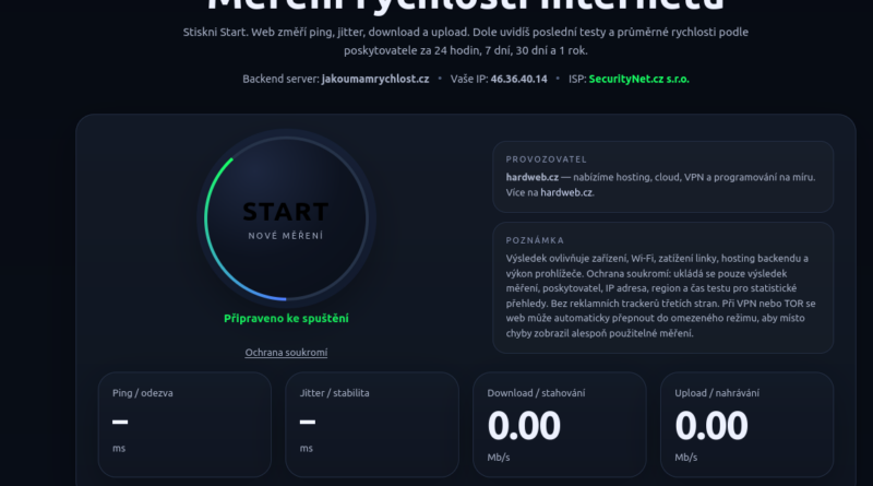 Jakoumamrychlost.cz přichází v novém kabátu. Rychlé měření internetu zdarma, včetně VPN a TOR